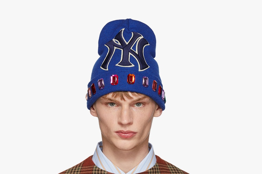 Helligdom Magnetisk pastel Gucci Blue Crystal NY Yankees Edition Wool Beanie | HYPEBEAST