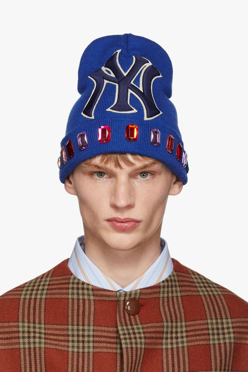 Gucci Blue Crystal NY Yankees Edition Wool Beanie