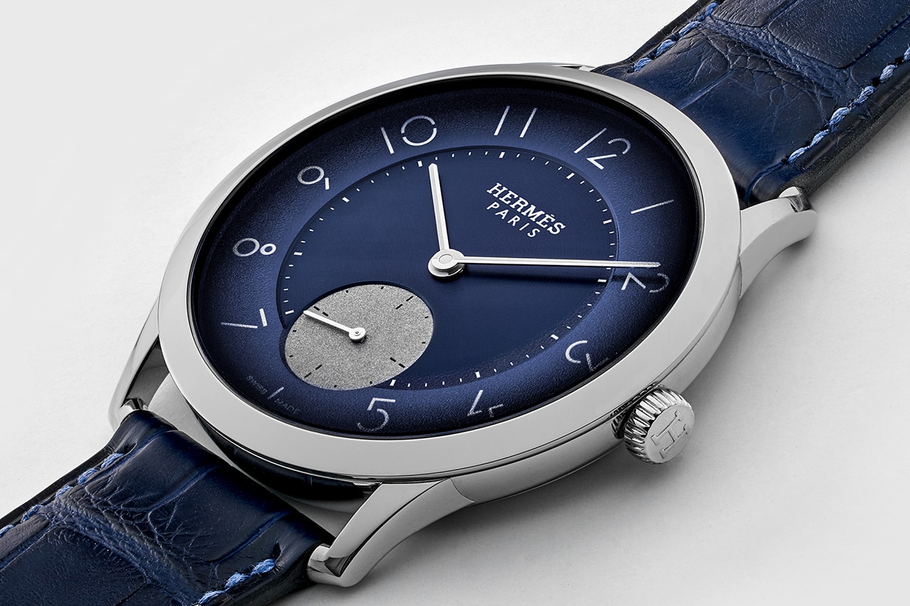 Hermès Slim d'Hermès "Edition HODINKEE" Watches gmt time only drop release date info limited 100 24 december 13 2018 crocodile blue