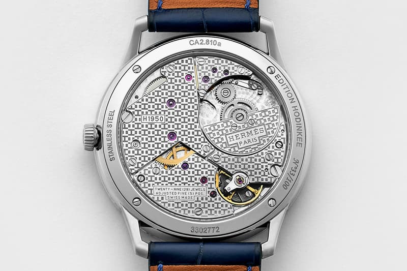 Hermès Slim d'Hermès "Edition HODINKEE" Watches gmt time only drop release date info limited 100 24 december 13 2018 crocodile blue