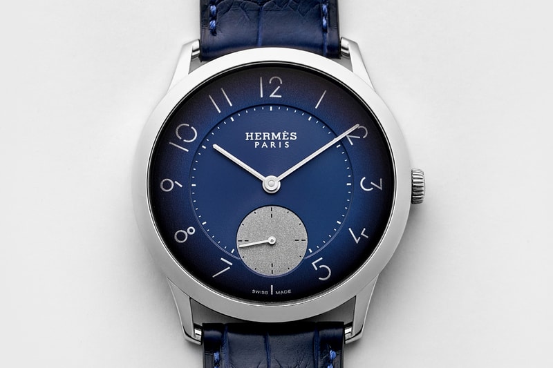 Hermès Slim d'Hermès "Edition HODINKEE" Watches gmt time only drop release date info limited 100 24 december 13 2018 crocodile blue