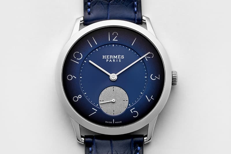 Hermès Slim d'Hermès "Edition HODINKEE" Watches gmt time only drop release date info limited 100 24 december 13 2018 crocodile blue