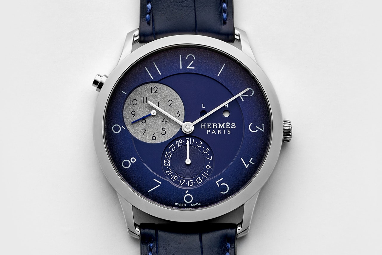 Hermès Slim d'Hermès "Edition HODINKEE" Watches gmt time only drop release date info limited 100 24 december 13 2018 crocodile blue