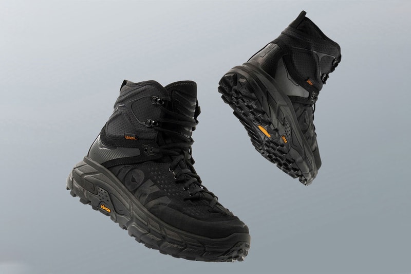 HOKA ONE ONE Tor Ultra Hi 2 WP boot drop release date info trail runner vibram sole triple black colorway