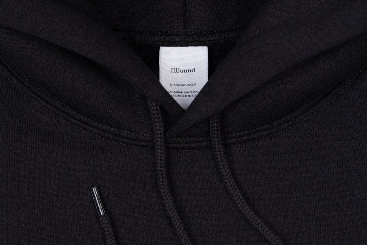 JJJJound J/95 black Hoodie Release logo white embroidery price restock justin saunders purchase online resell limited edition apparel men's size