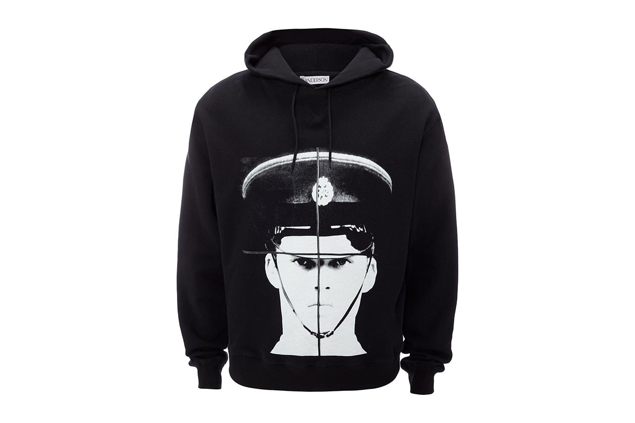 gilbert george jw anderson hoodie black police officer guard plants photograph giveaway collaboration