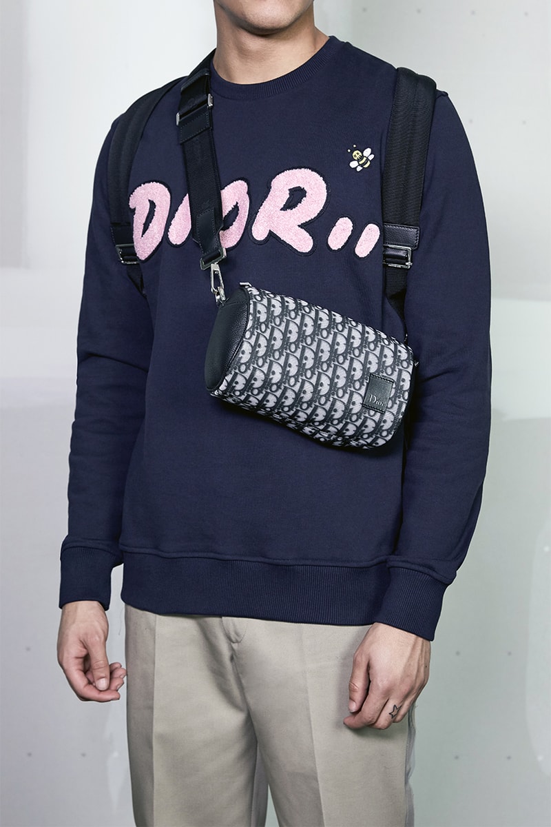 Kim Jones Dior Summer 2019 Mens Capsule Collection christian kaws saddle bag lookbook model sneakers hooded bomber jackets T-Shirts crewnecks trousers saddle bags waist bags signature bee 
