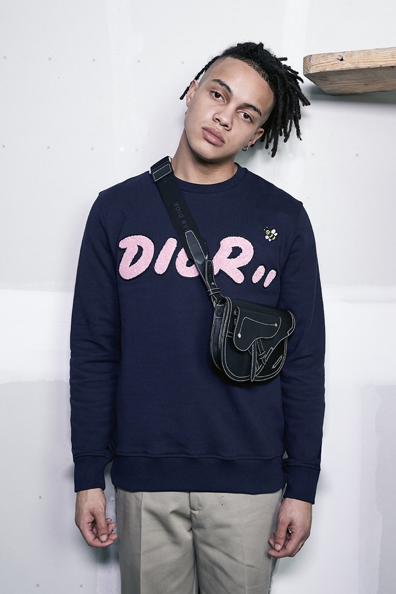Kim Jones Dior Summer 2019 Mens Capsule Collection christian kaws saddle bag lookbook model sneakers hooded bomber jackets T-Shirts crewnecks trousers saddle bags waist bags signature bee 