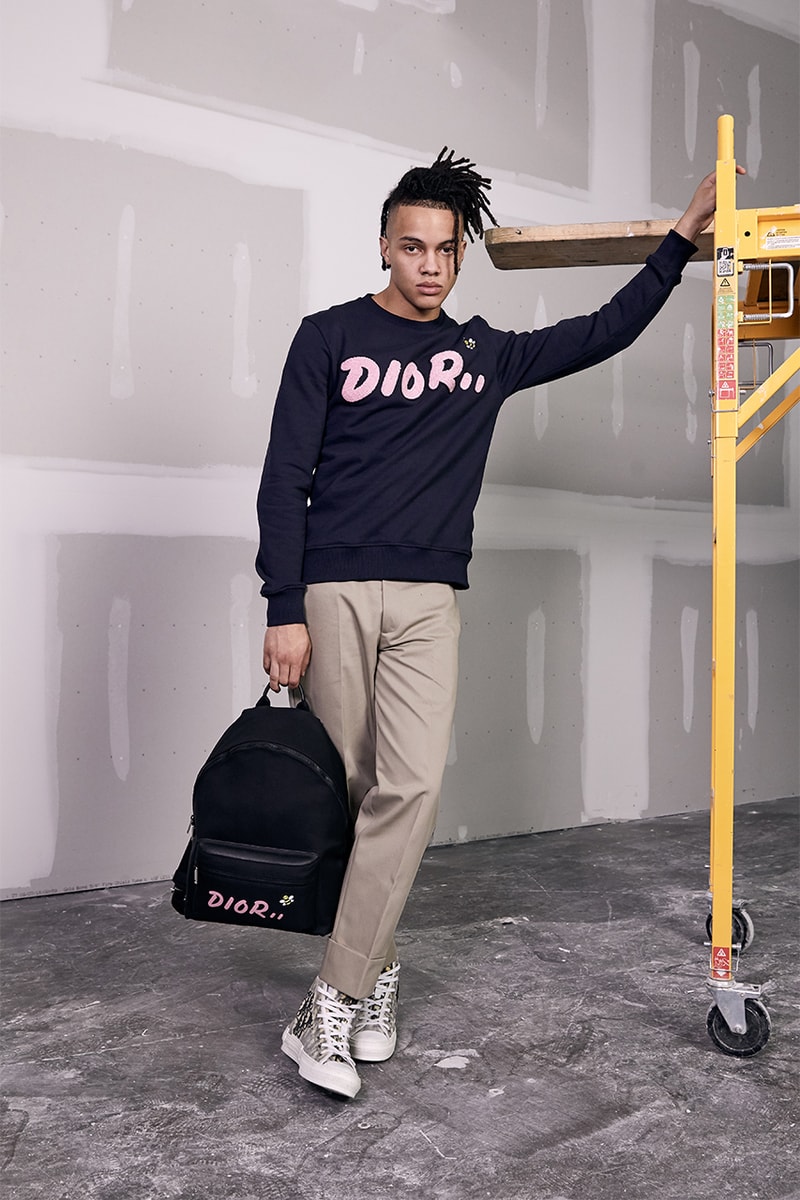 Kim Jones Dior Summer 2019 Mens Capsule Collection christian kaws saddle bag lookbook model sneakers hooded bomber jackets T-Shirts crewnecks trousers saddle bags waist bags signature bee 