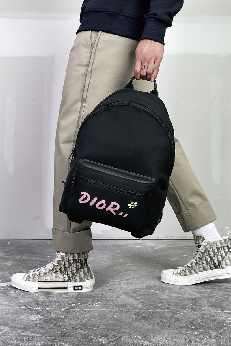 Kim Jones Dior Summer 2019 Mens Capsule Collection christian kaws saddle bag lookbook model sneakers hooded bomber jackets T-Shirts crewnecks trousers saddle bags waist bags signature bee 
