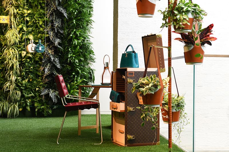 Louis Vuitton Objets Nomades design miami New Designs December 2019 furniture interior design home decor table chair price purchase luxury Atelier Biagetti’s Anemona Table, Atelier’s Oï’s Serpentine Table, and Tokujin Yoshioka’s Blossom Vase,