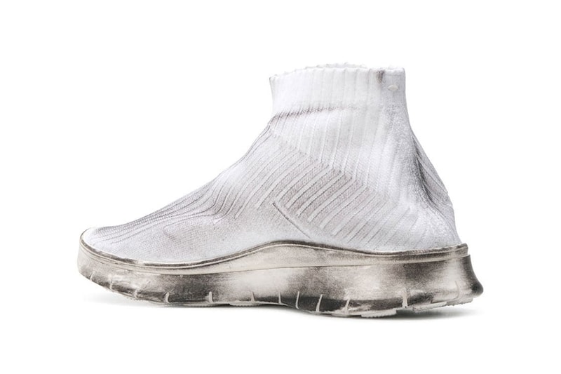 maison margiela dirty logo print sock sneaker 2018 december footwear white black