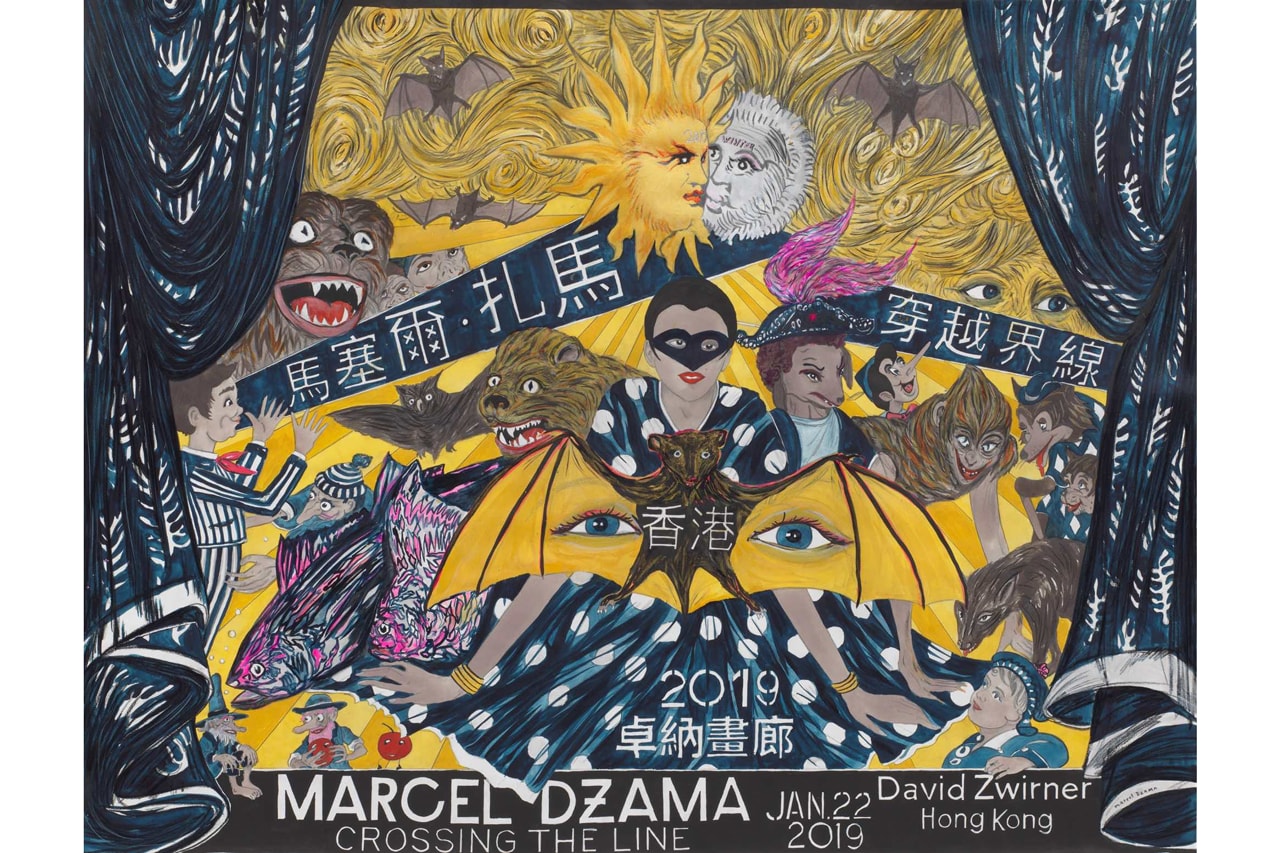 marcel dzama crossing the line david zwirner hong kong exhibition artworks paintings