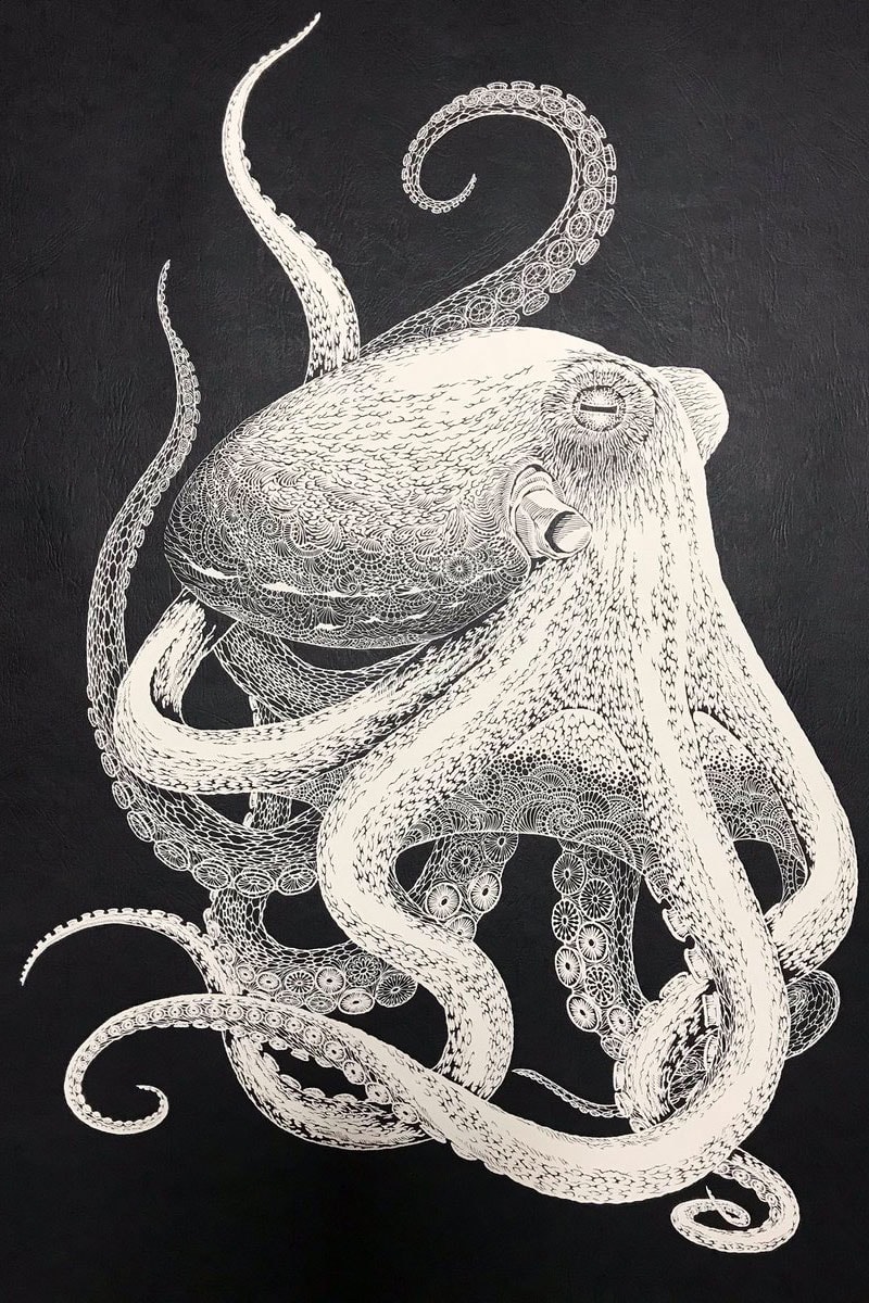 Masayo Fukuda's Intricate Octopus Kirie Cut-Out art paper handmade japan artist 切り絵 octopi 2018