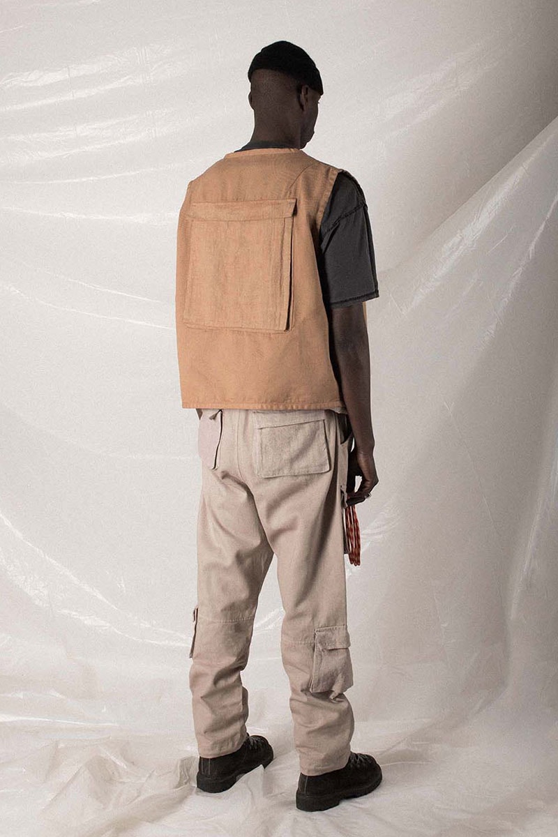 N.D.G. studio "Code de Travail" 2019 Collection lookbook fashion streetwear menswear style release date purchase chest pack cargo pants jumpsuit t shirt sherpa vest hoodie