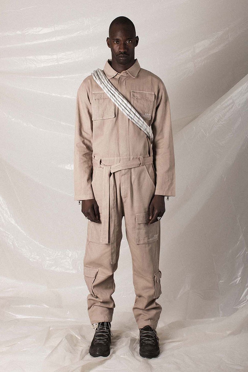 N.D.G. studio "Code de Travail" 2019 Collection lookbook fashion streetwear menswear style release date purchase chest pack cargo pants jumpsuit t shirt sherpa vest hoodie