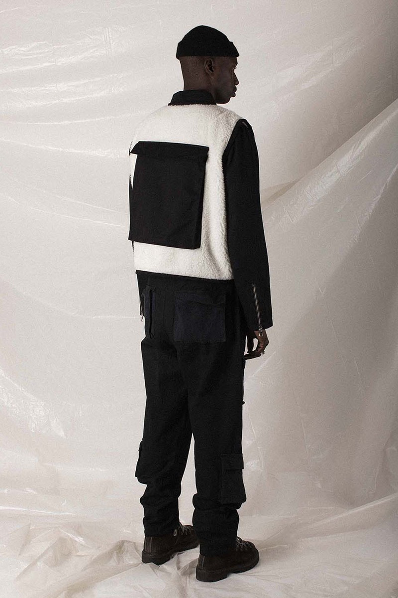 N.D.G. studio "Code de Travail" 2019 Collection lookbook fashion streetwear menswear style release date purchase chest pack cargo pants jumpsuit t shirt sherpa vest hoodie