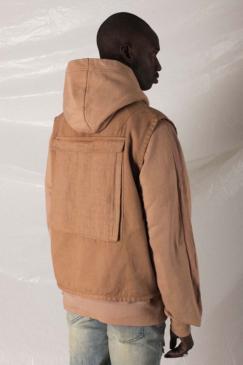 N.D.G. studio "Code de Travail" 2019 Collection lookbook fashion streetwear menswear style release date purchase chest pack cargo pants jumpsuit t shirt sherpa vest hoodie