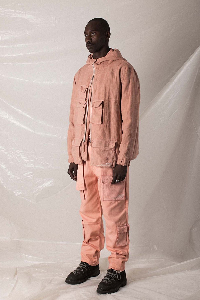 N.D.G. studio "Code de Travail" 2019 Collection lookbook fashion streetwear menswear style release date purchase chest pack cargo pants jumpsuit t shirt sherpa vest hoodie