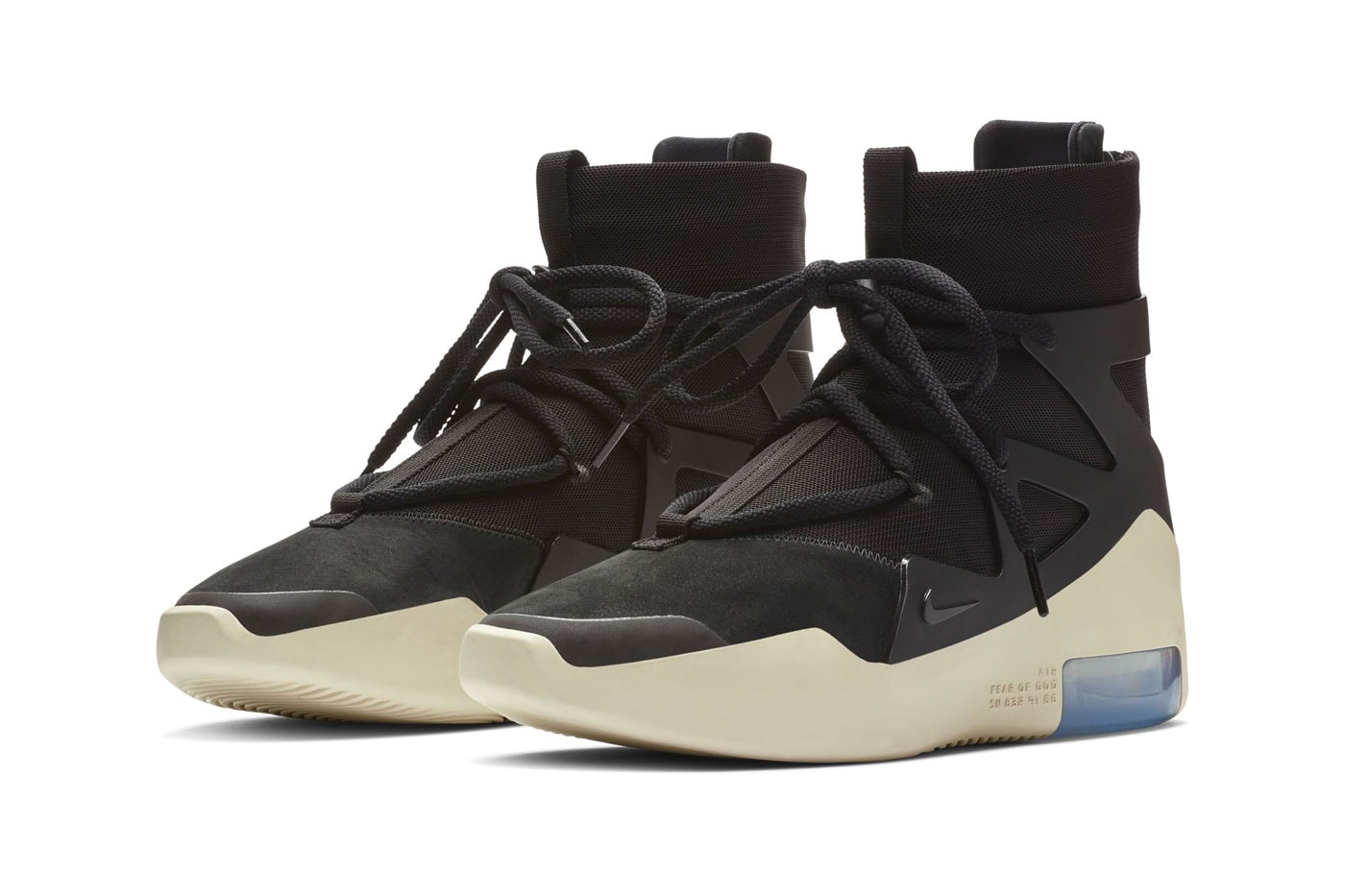 Nike Air Fear of God 1 "Black/black" Release Date official images info price canvas off white sole sneaker high top jerry lorenzo december 2018