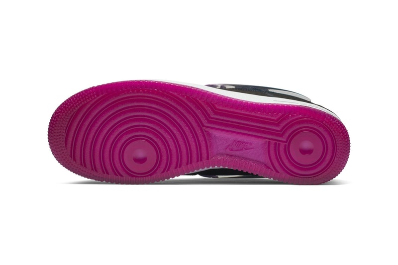 Nike Air Force 1 '07 Premium "Active Fuchsia" Oversized Jewel Swoosh gradient black pink blue colorway sneaker release date info price stockist Color: Black/Active Fuchsia-Blue Lagoon-White Style Code: AT4143 001