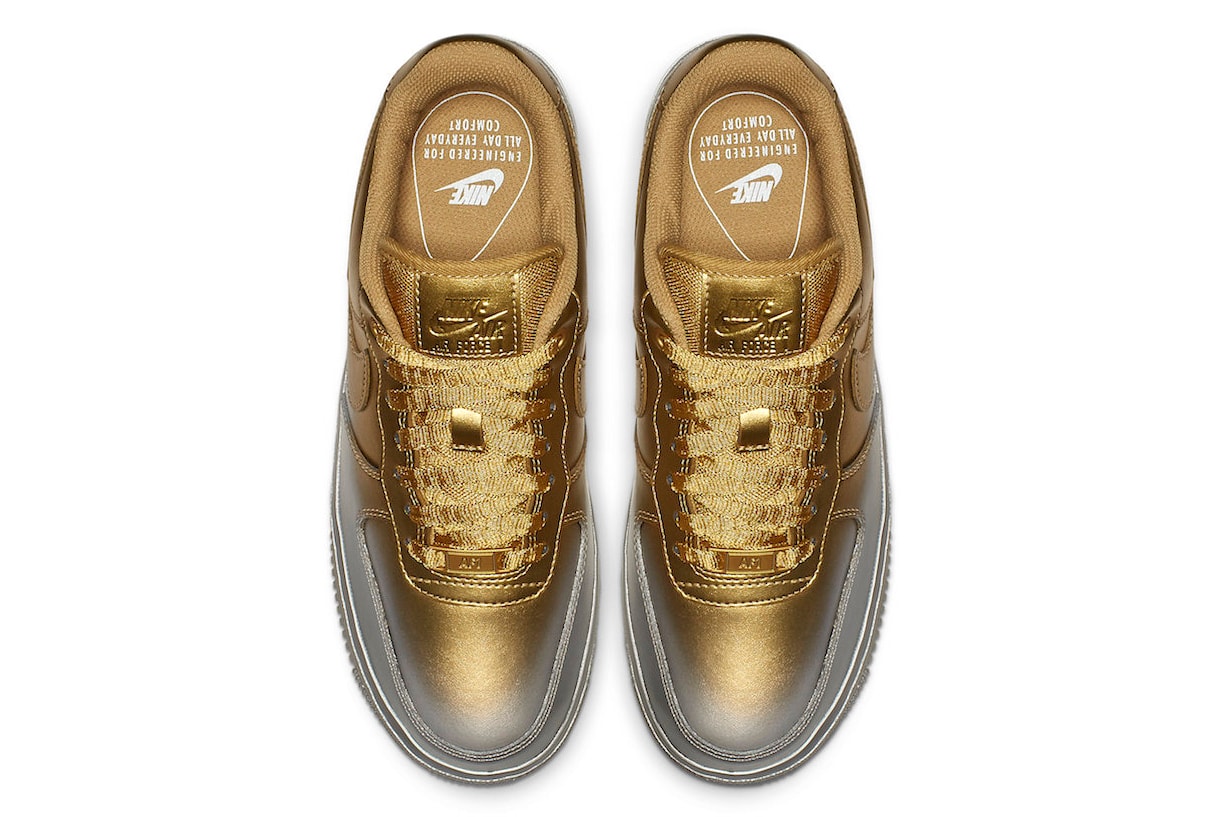 Nike Air Force 1 Low Silver and Gold