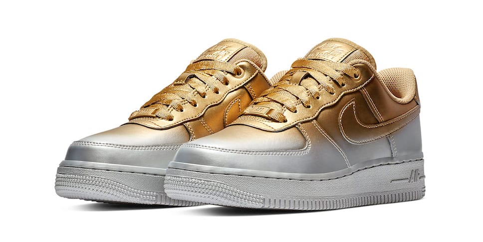 gold high top air force ones