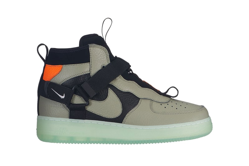 Nike Air Force 1 Utility Mid Strap First Look new colorway model green leather crepe sole pull tabs