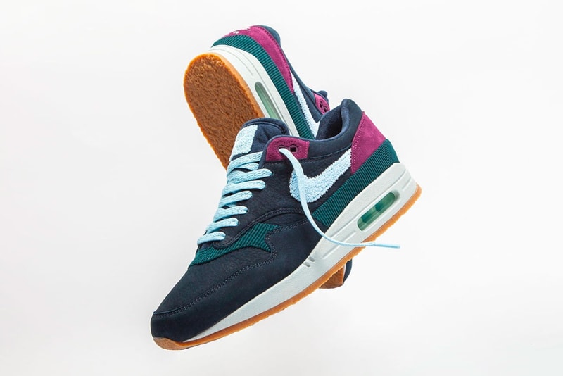 Nike Air Max 1 Crepe Sole "Dark Obsidian/Cobalt" release date info price purchase online available now stockist sneaker gum sole chenille swoosh