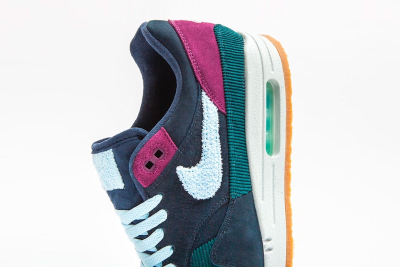 Nike Air Max 1 Crepe Sole "Dark Obsidian/Cobalt" release date info price purchase online available now stockist sneaker gum sole chenille swoosh