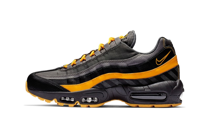 Nike Air Max 95 Essential Black & Orange colorway sneaker release date info price multi texture textile grey snakeskin