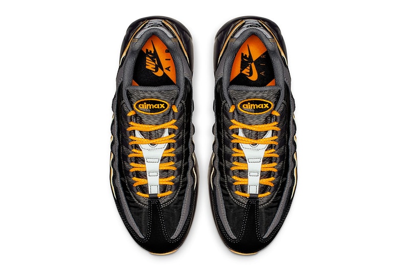 Nike Air Max 95 Essential Black & Orange colorway sneaker release date info price multi texture textile grey snakeskin