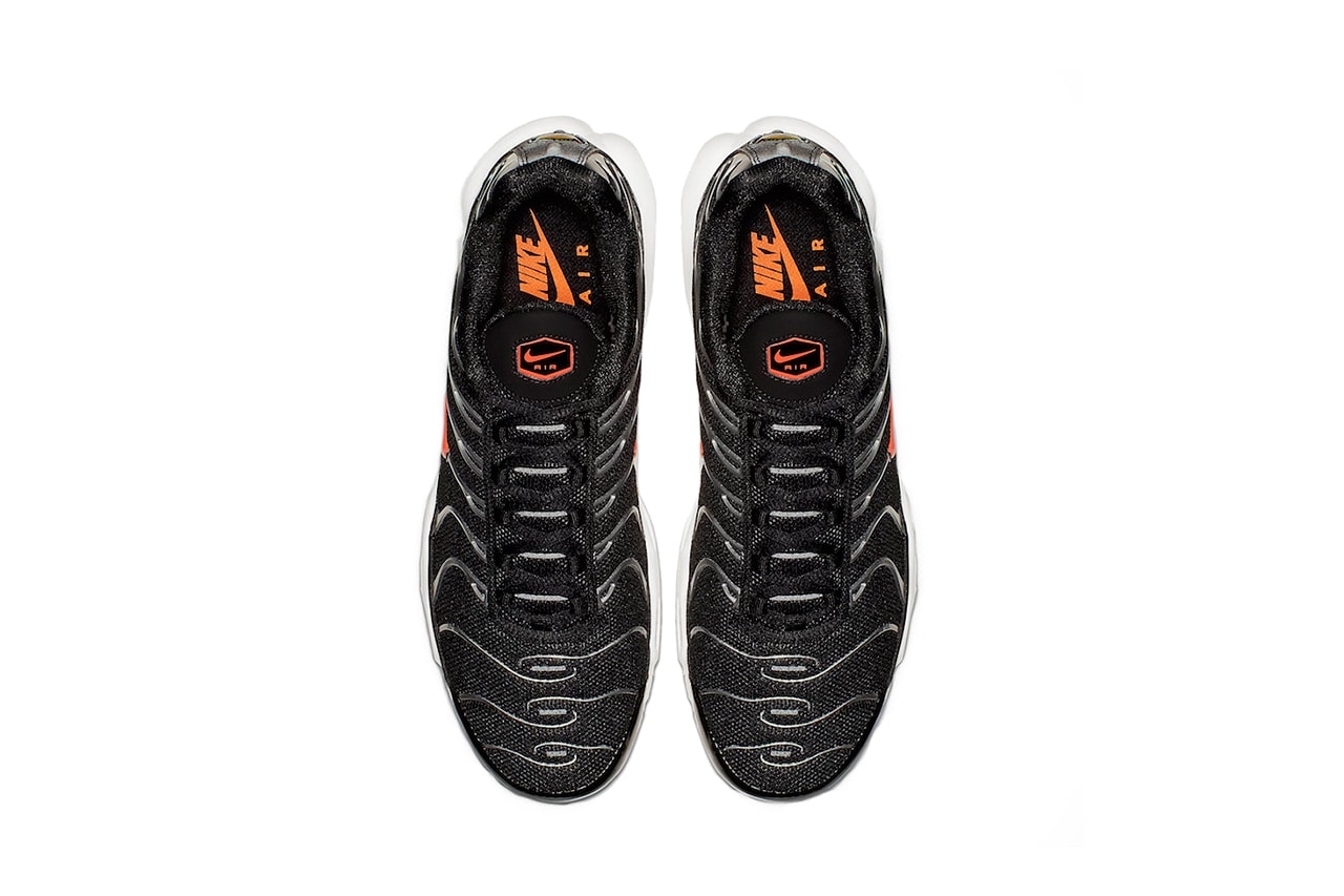 nike air max plus black white orange drop info footwear nike sportswear metallic silver tuned air 1