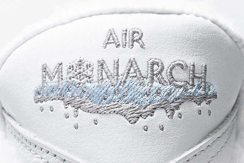 nike air monarch iv snow day release date 2018 december footwear nike sportswear sherpa lining orange blue outsole icey ice snowflake