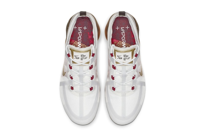 Nike Air Vapormax 2019 Chinese New Year Exclusive Shoes Kicks Sneakers Footwear Trainers Cop Purchase Buy US11 Pure Platinum Metallic Gold Colorways First Closer Official Look