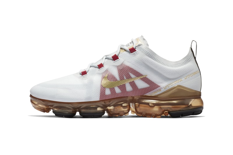 Nike Air Vapormax 2019 Chinese New Year Exclusive Shoes Kicks Sneakers Footwear Trainers Cop Purchase Buy US11 Pure Platinum Metallic Gold Colorways First Closer Official Look