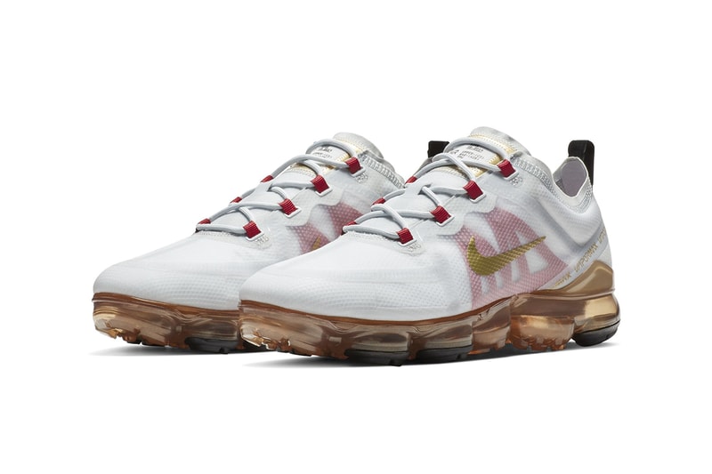 Nike Air Vapormax 2019 Chinese New Year Exclusive Shoes Kicks Sneakers Footwear Trainers Cop Purchase Buy US11 Pure Platinum Metallic Gold Colorways First Closer Official Look