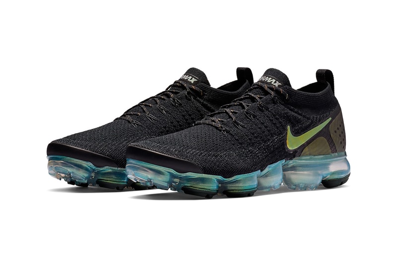 Nike Air VaporMax Flyknit 2.0 Black Iridescent Teal colorway release date info price sneaker translucent sole green blue shimmery mens sizing