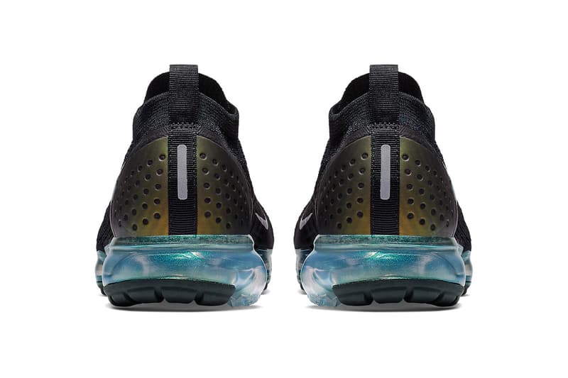 Nike Air VaporMax Flyknit 2.0 Black Iridescent Teal colorway release date info price sneaker translucent sole green blue shimmery mens sizing