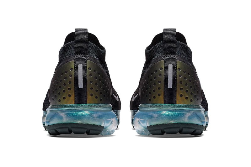 Nike Air VaporMax Flyknit 2.0 Black Iridescent Teal colorway release date info price sneaker translucent sole green blue shimmery mens sizing