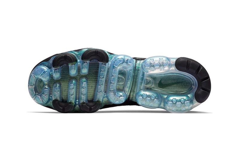 Nike Air VaporMax Flyknit 2.0 Black Iridescent Teal colorway release date info price sneaker translucent sole green blue shimmery mens sizing