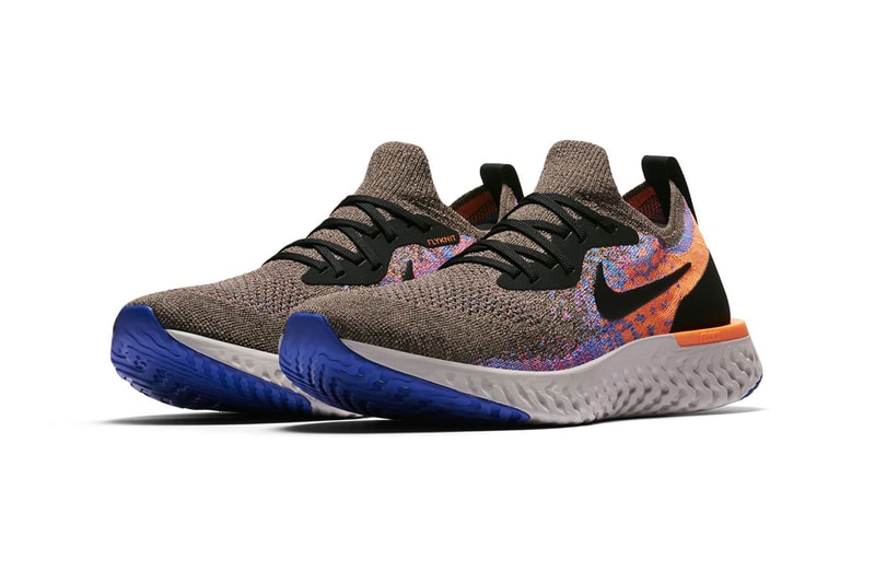 Nike Epic React Flyknit Mink Brown Release Date Shoes Trainers Kicks Sneakers Cop Purchase Buy Footwear orange blue