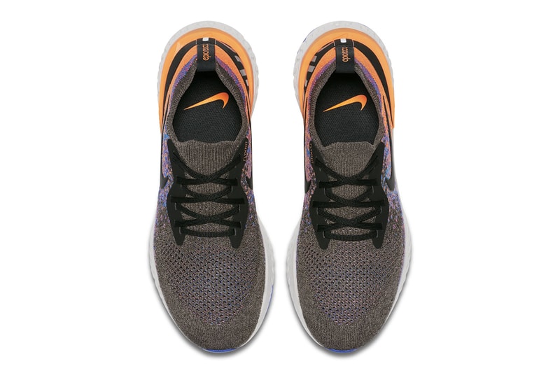 Nike Epic React Flyknit Mink Brown Release Date Shoes Trainers Kicks Sneakers Cop Purchase Buy Footwear orange blue