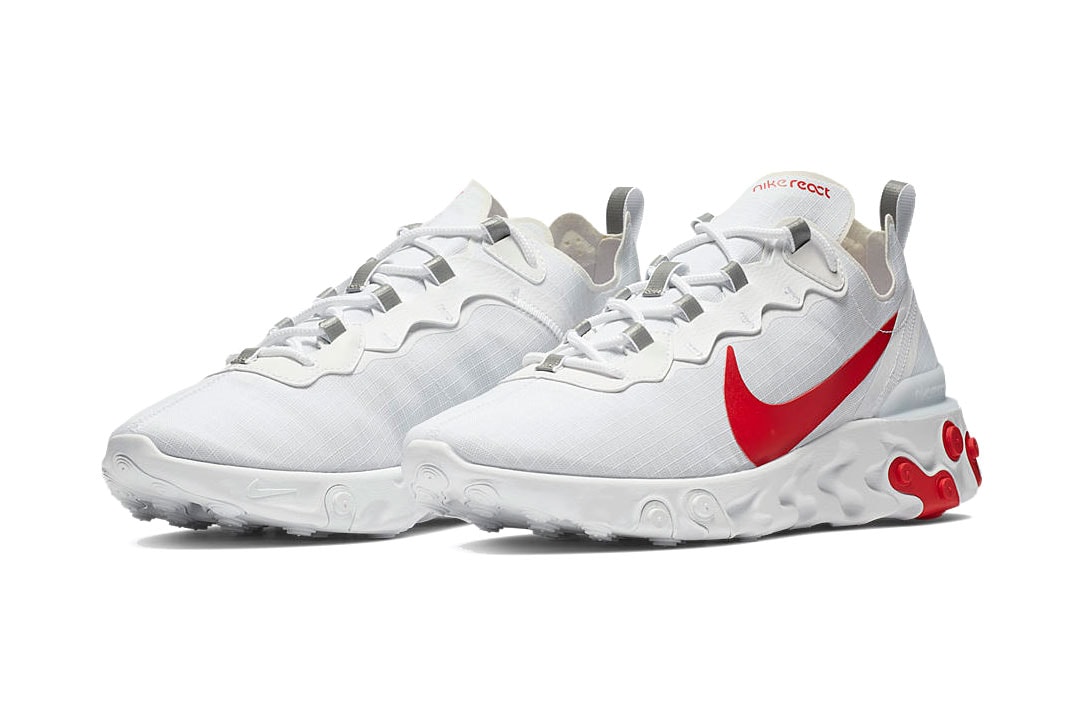 nike react element 55 white red blue colorway drop release date closer look info
