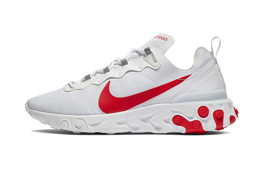 nike react element 55 white red blue colorway drop release date closer look info
