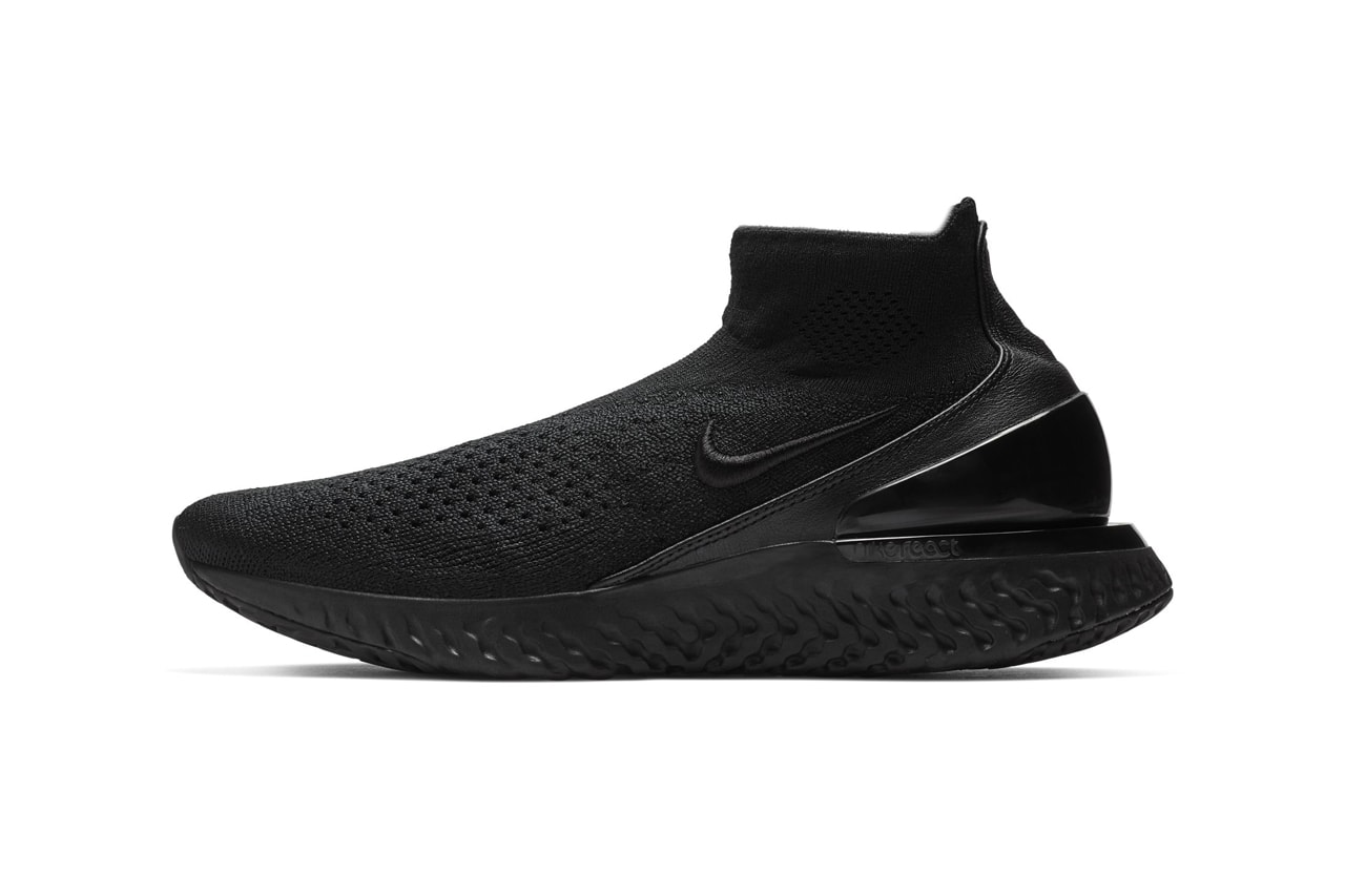 nike rise react flyknit triple black shoes sneakers where to buy info details pics pictures images information details cost december 2018 2019