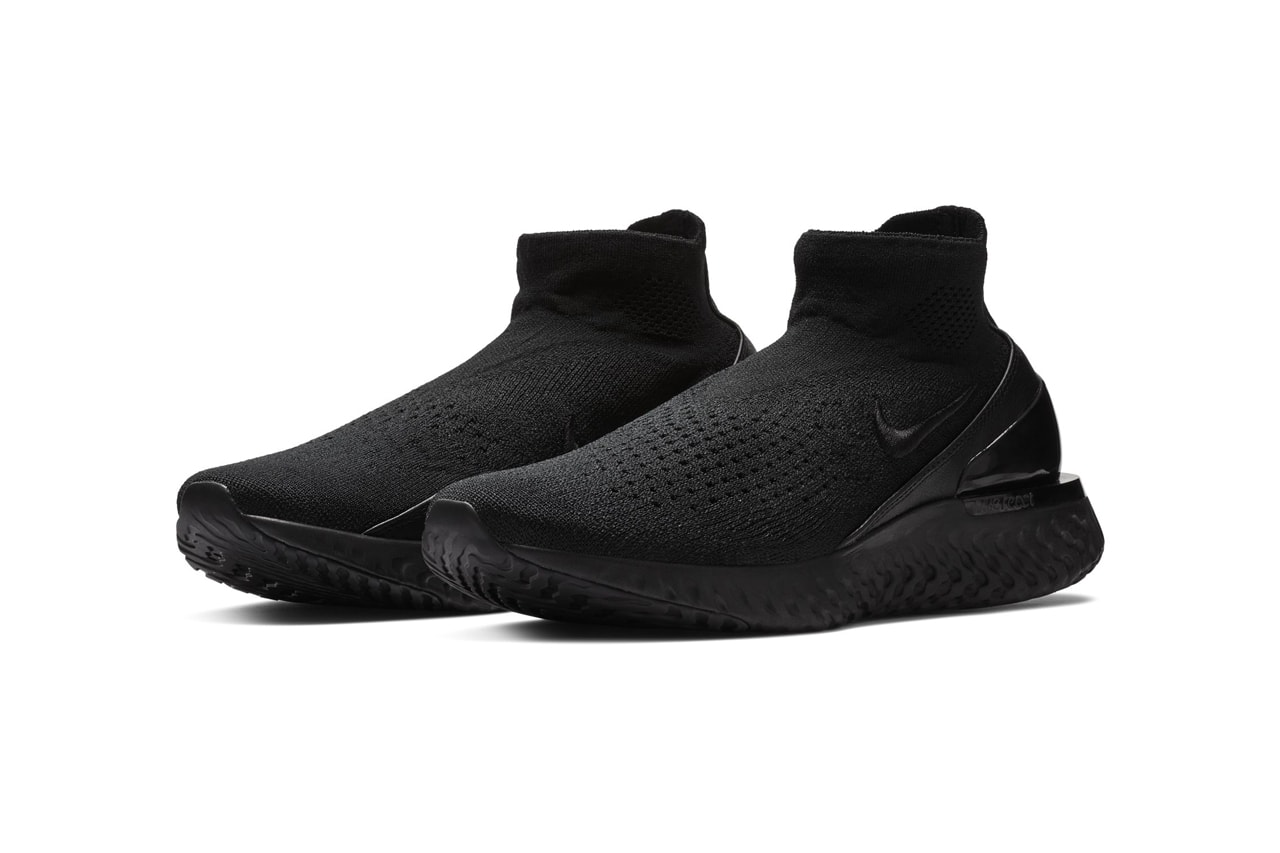 nike rise react flyknit triple black shoes sneakers where to buy info details pics pictures images information details cost december 2018 2019