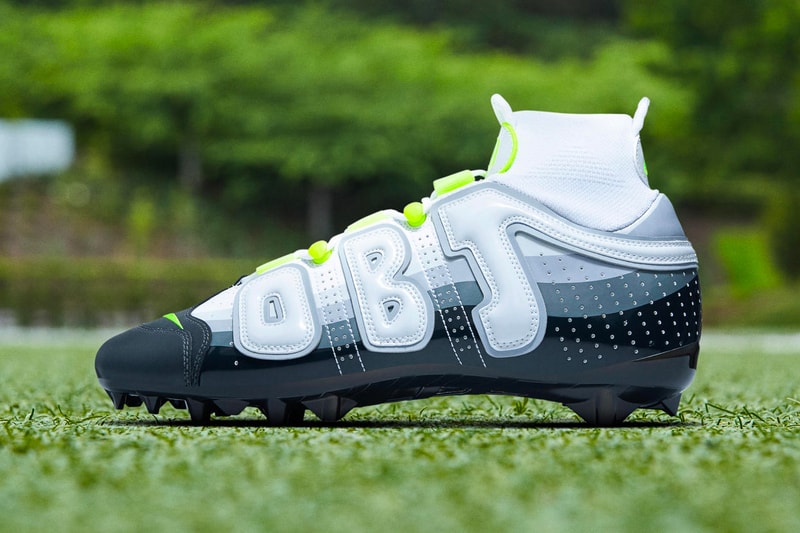 Nike Vapor Untouchable Pro 3 OBJ Uptempos release date december 2018 cleats grey neon laces Odell Beckham Jr.