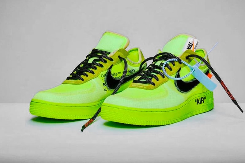 Nike Off White Air Force 1 af1 Black Cone Volt Release december 19 2018 price black neon yellow Virgil Abloh AO4606-001 AO4606-700 Kids Toddler GS CS