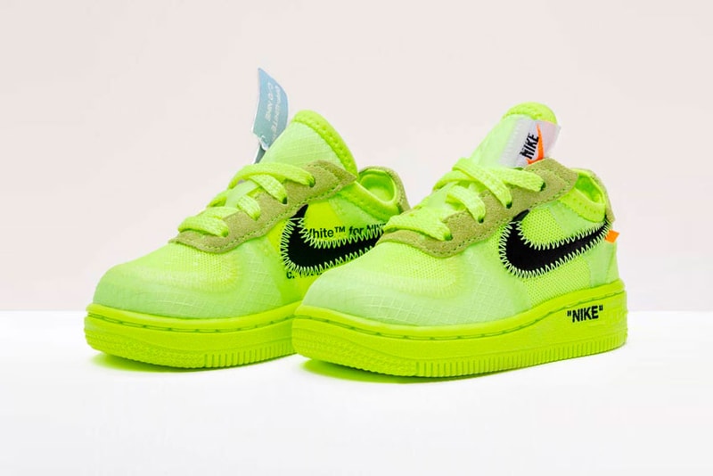 Nike Off White Air Force 1 af1 Black Cone Volt Release december 19 2018 price black neon yellow Virgil Abloh AO4606-001 AO4606-700 Kids Toddler GS CS